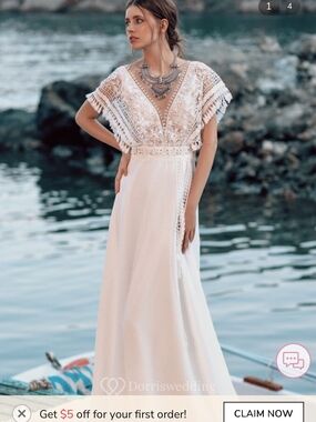 Dorris Wedding White Lace Boho Maxi Dress